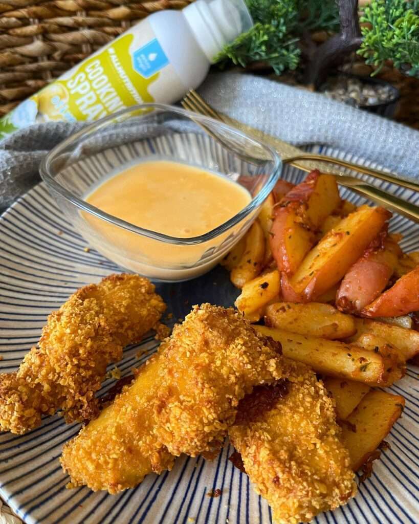 Diétás cornflakes csirkemell, fűszeres újburgonya és házi cheddar mártogató 😍❤️