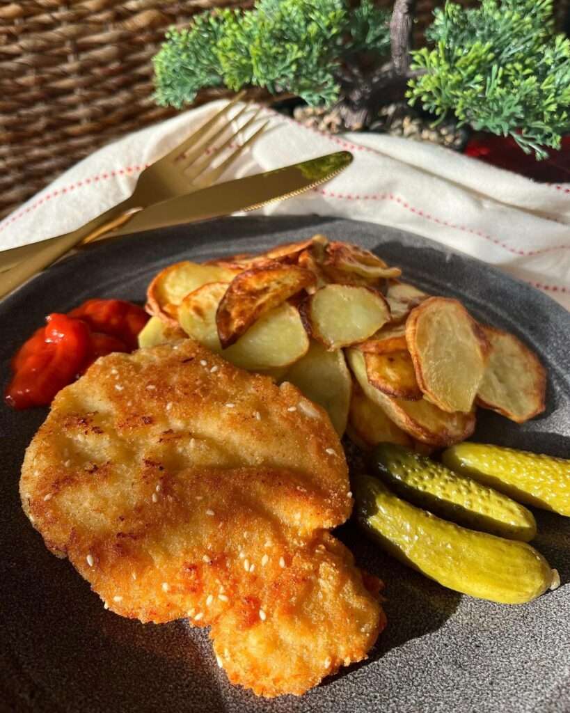 Parmezános szezámos karaj, airfryeres chipssel 🤩