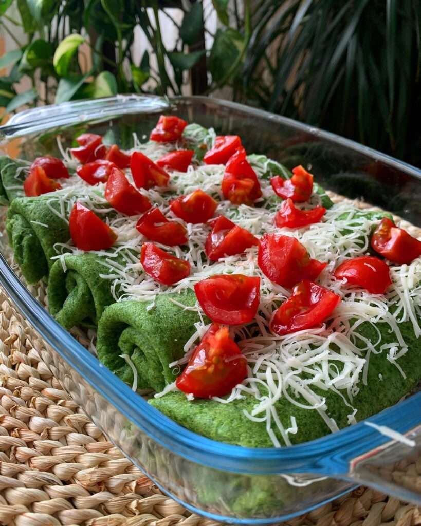 Spenótos palacsinta sonkával és sajttal töltve 🍅🧀🍖🥞