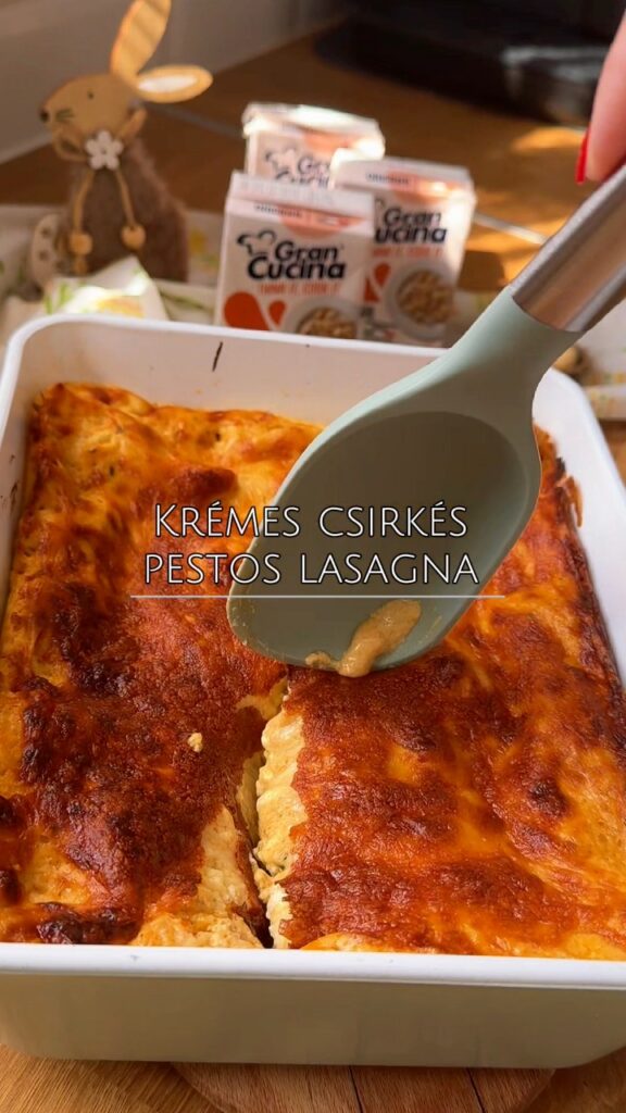 Pestos csirkés lasagne